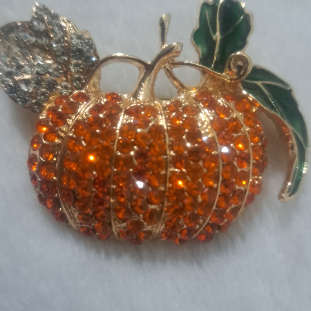 Elegant Orange Pumpkin Brooch